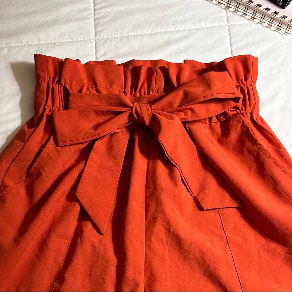 Rust Orange Paperbag Shorts - Picture 2 of 4